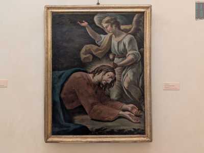 Si tratta di cinque tele raffiguranti i Misteri dolorosi, attribuiti alla bottega del pittore Nicola Porta e databili tra la fine del XVII e il XVIII secolo
